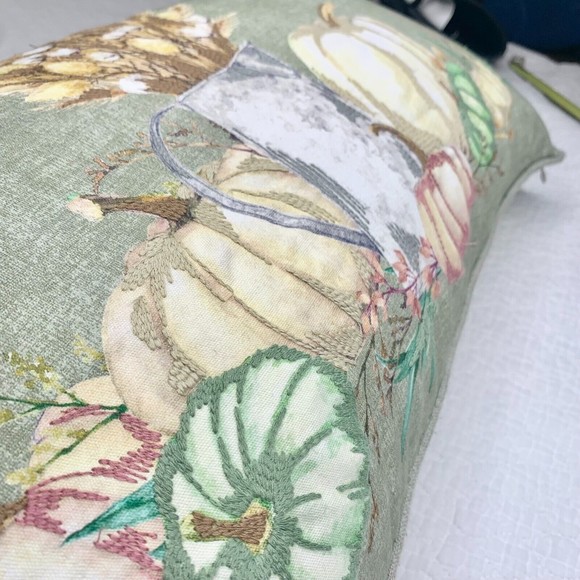 The Farmhouse by Rachel Ashwell Feather Bolster Pillow Autumn Pumpkins Falls - Picture 13 of 15